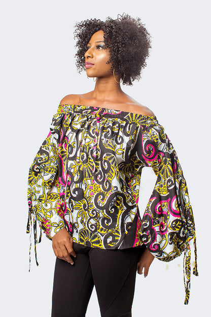 African Print Off the Shoulder Top, Off the Shoulder Print Top