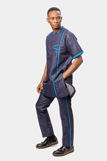 Patterned Jeans African Suit with Ankara Accents