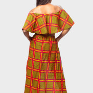 African Print Ankara Off the Shoulder Crop Top and Matching  Cape Pencil Pants