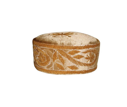 Traditional velvet kufi Ozo Cap - beaded crown cap, Sunlit Weave Crown