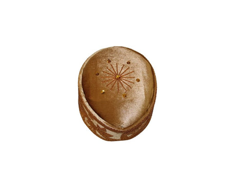Traditional velvet kufi Ozo Cap - beaded crown cap, Sunlit Weave Crown