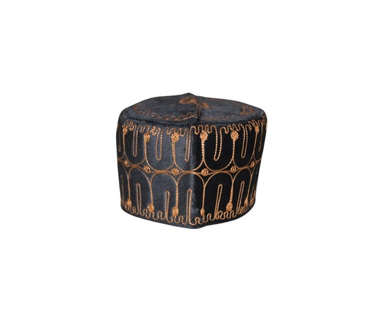 African Kufi Cap, Hausa Cap, Mallam Cap, African Mens Hat, Africa Kufi Hat, African Cap Black and Gold