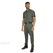 African Print Denim/Jeans Mens Jumpsuit, Mens Jean Jumpsuit, Mens Jumpsuit, Front Zip Jumpsuit