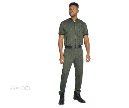 African Print Denim/Jeans Mens Jumpsuit, Mens Jean Jumpsuit, Mens Jumpsuit, Front Zip Jumpsuit