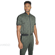 African Print Denim/Jeans Mens Jumpsuit, Mens Jean Jumpsuit, Mens Jumpsuit, Front Zip Jumpsuit