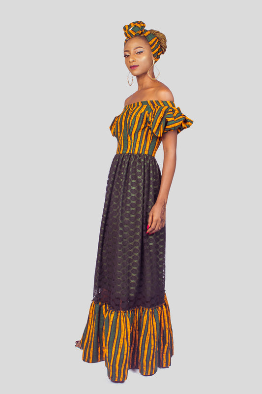 African Print Lace Dress, Couples Outfit, Ankara Dress, African Clothing for Women, African Dress