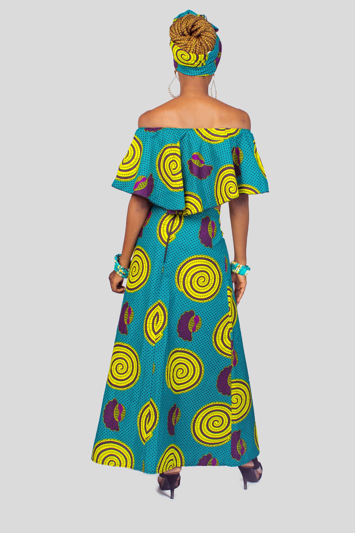 African Print Crop Top & Long Slit Skirt, Ankara 2piece Skirt Set, African Clothing for Women