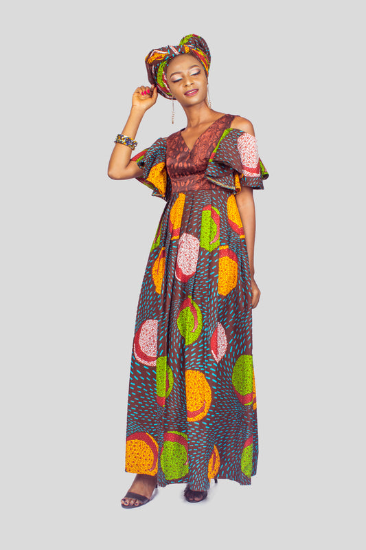 African Print Cold Shoulder Dress, Ankara Dress, Womens Clothing, African Womens Clothing