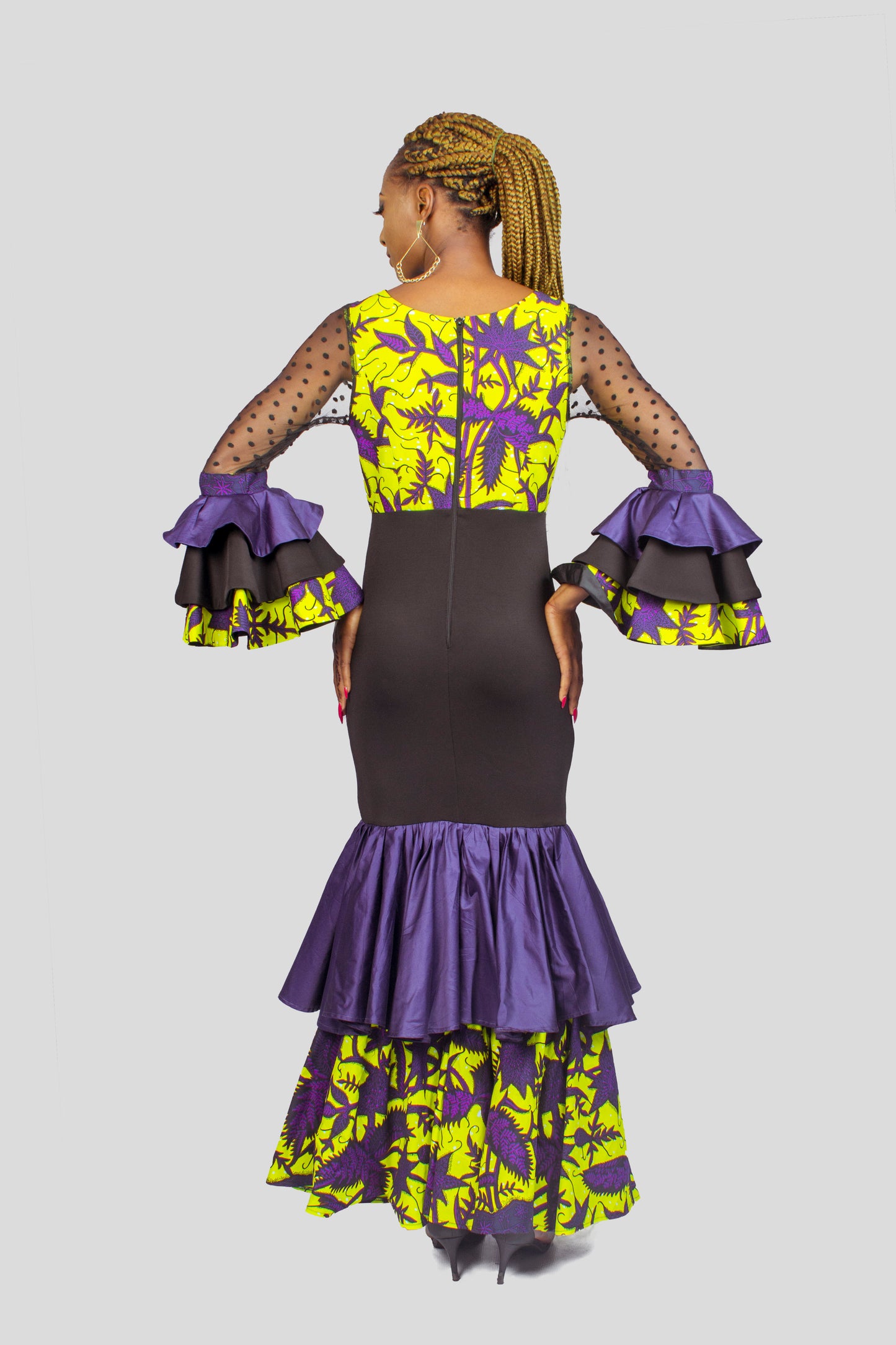 Ankara Flamenco Dress, African Print Dress, Ankara Maxi Dress, African Clothing for Women.
