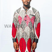 Red African Print Ankara Shirt, Mens Clothing, Ankara Shirt, African Wax Shirt