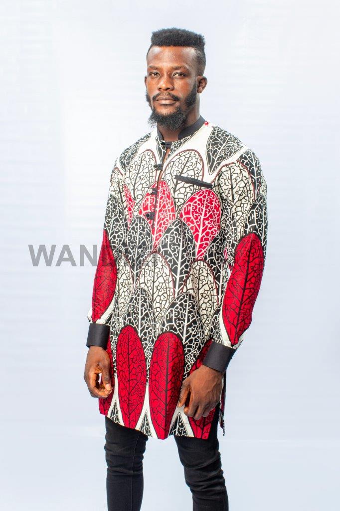 Red African Print Ankara Shirt, Mens Clothing, Ankara Shirt, African Wax Shirt