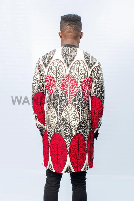 Red African Print Ankara Shirt, Mens Clothing, Ankara Shirt, African Wax Shirt