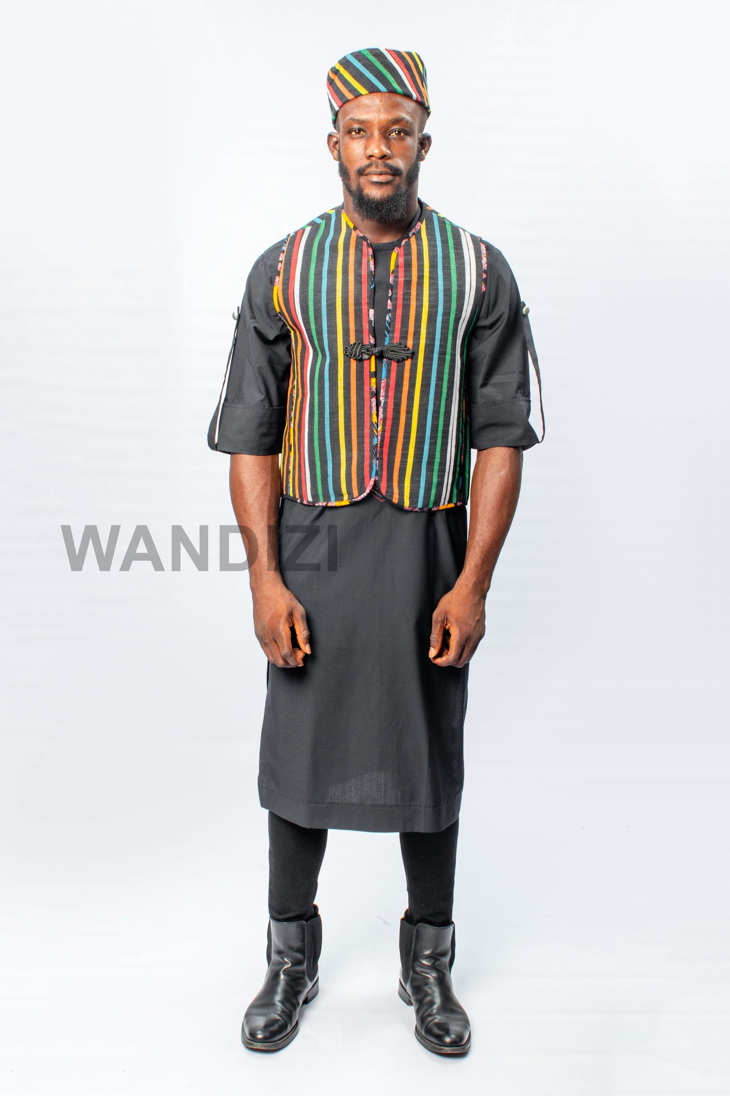 Aso Oke Waist Coat with matching fila cap, Aso Oke Vest, Aso Oke Cap, Mens Vest, Mens Shirt