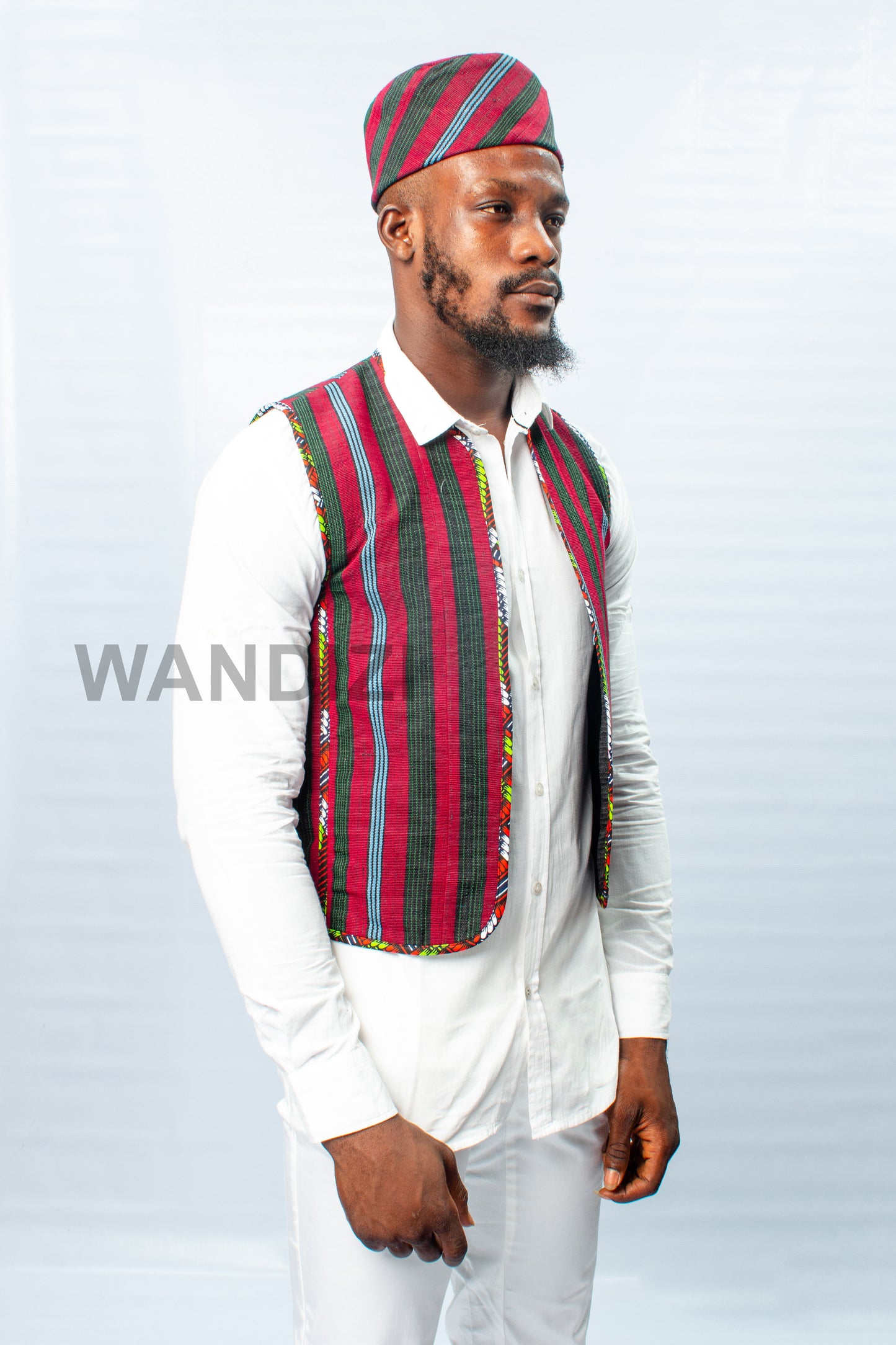 Aso Oke Waist Coat with matching fila cap, Aso Oke Vest, Aso Oke Cap, Mens Vest, Mens Shirt