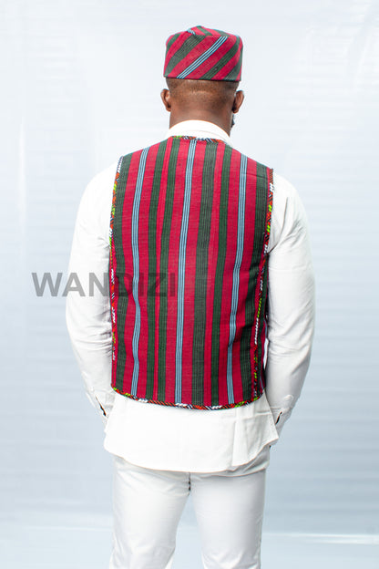 Aso Oke Waist Coat with matching fila cap, Aso Oke Vest, Aso Oke Cap, Mens Vest, Mens Shirt