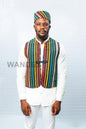 Aso Oke Waist Coat with matching fila cap, Aso Oke Vest, Aso Oke Cap, Mens Vest, Mens Shirt