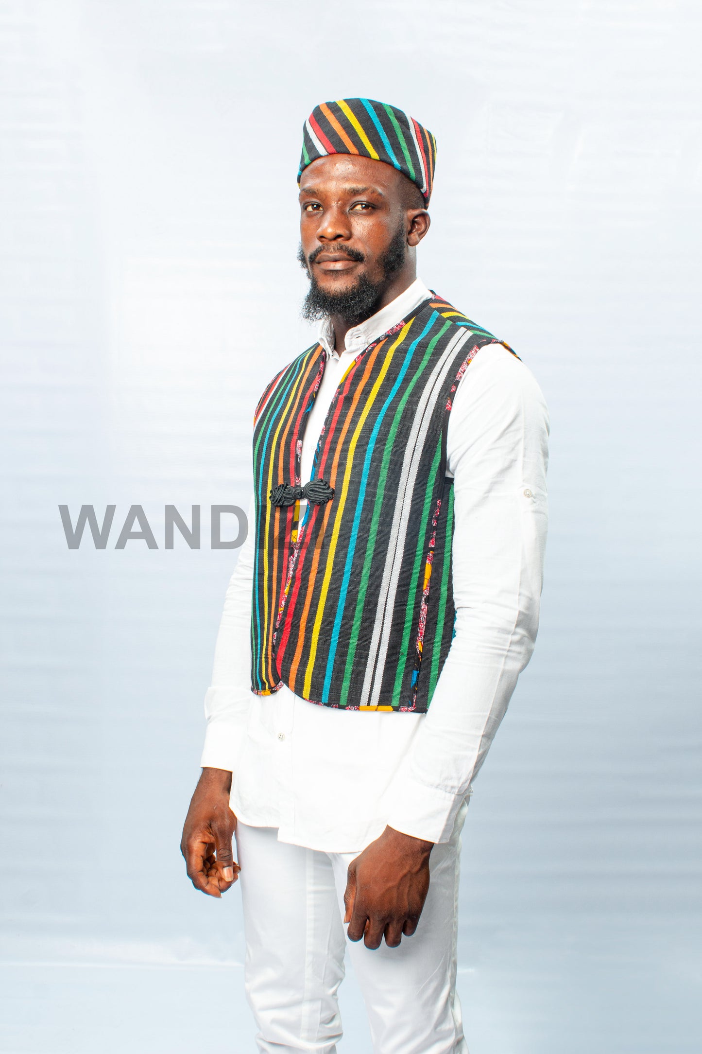 Aso Oke Waist Coat with matching fila cap, Aso Oke Vest, Aso Oke Cap, Mens Vest, Mens Shirt