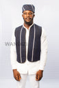 Aso Oke Waist Coat with matching fila cap, Aso Oke Vest, Aso Oke Cap, Mens Vest, Mens Shirt