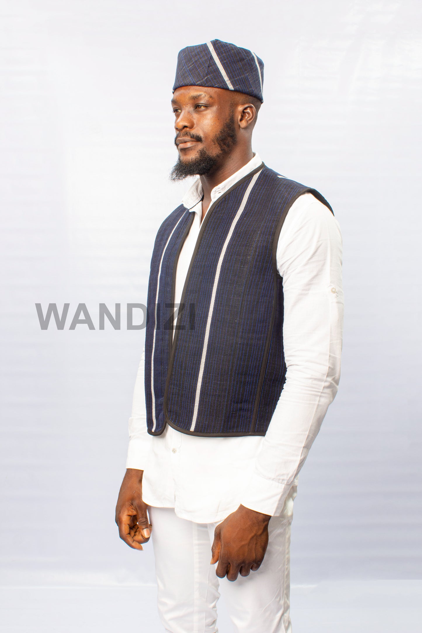 Aso Oke Waist Coat with matching fila cap, Aso Oke Vest, Aso Oke Cap, Mens Vest, Mens Shirt