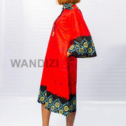 Red African Print A-line Batik Dress,  African Womens Dress, African Dress, African Clothing