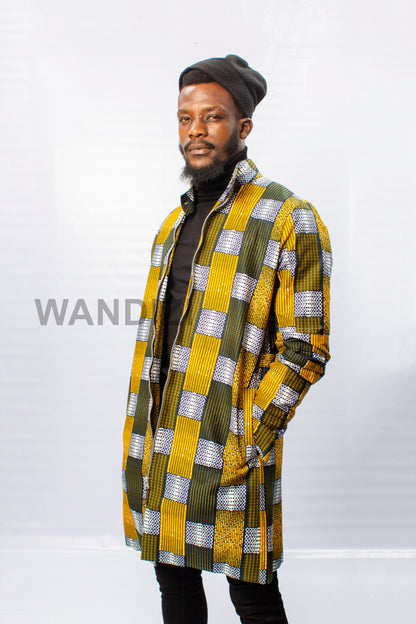 African Print Ankara Long Coat with Front zipper, Ankara Long Coat, African wax long coat