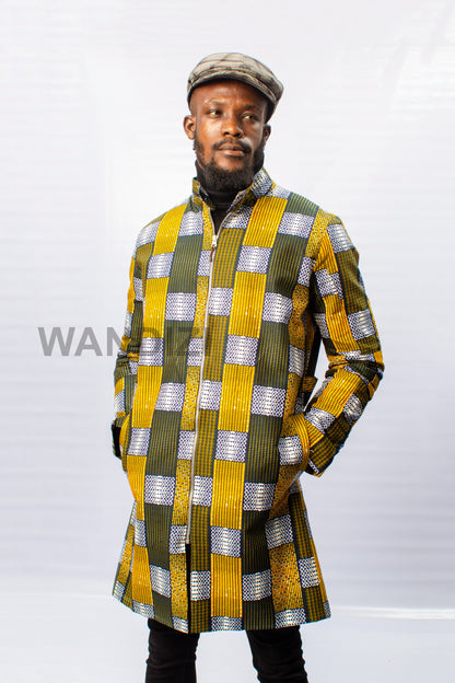 African Print Ankara Long Coat with Front zipper, Ankara Long Coat, African wax long coat