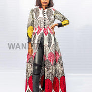 Red African Print Long Transformer Dress, African Couples Outfit, Valentines Day gift For Her,