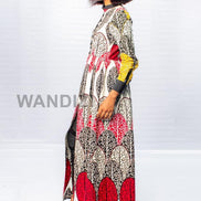 Red African Print Long Transformer Dress, African Couples Outfit, Valentines Day gift For Her,