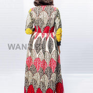 Red African Print Long Transformer Dress, African Couples Outfit, Valentines Day gift For Her,