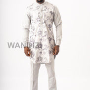 Light Gray Embellished Suit,  African Men Clothing, African Mens Wear, African Wedding Men,