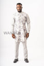 Light Gray Embellished Suit,  African Men Clothing, African Mens Wear, African Wedding Men,