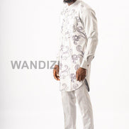 Light Gray Embellished Suit,  African Men Clothing, African Mens Wear, African Wedding Men,