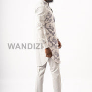 Light Gray Embellished Suit,  African Men Clothing, African Mens Wear, African Wedding Men,