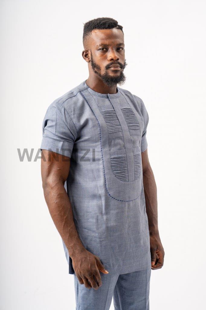 Light Blue African Men Suit, African Mens Wear, African Wedding Men, African Prom Suit