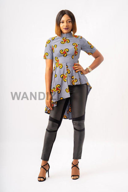 Asymmetrical Peplum Top, High Low Peplum Top, Ankara Peplum Top, Peplum Blouse