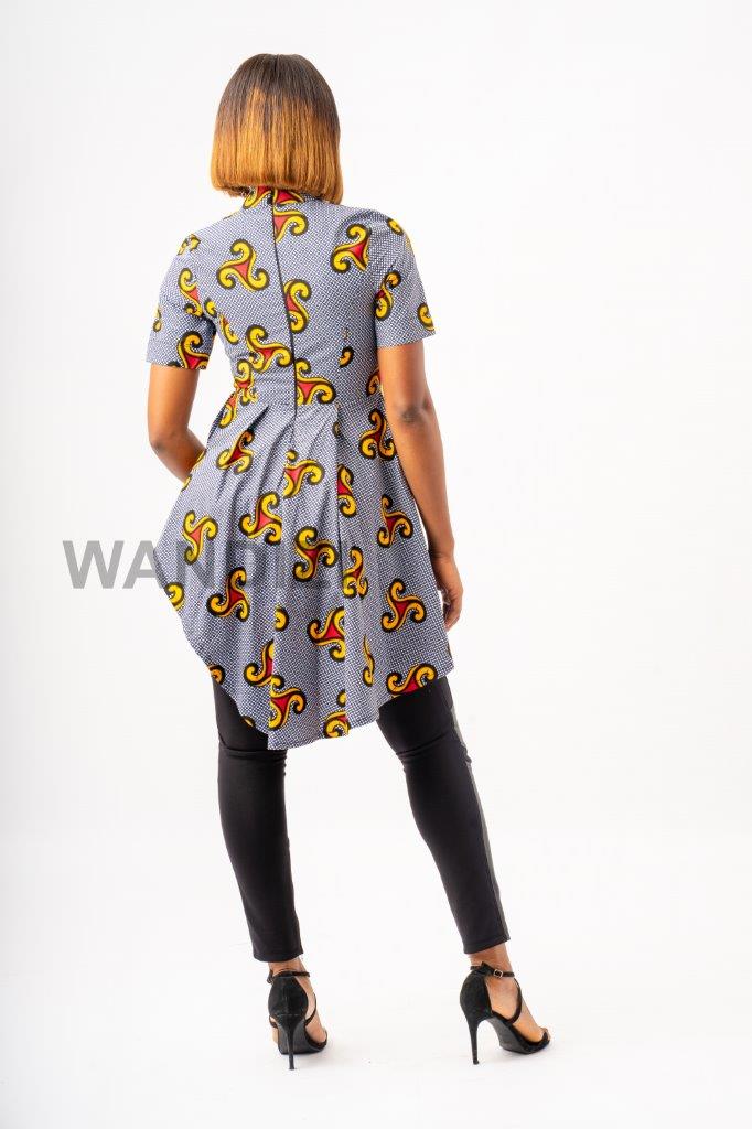 Asymmetrical Peplum Top, High Low Peplum Top, Ankara Peplum Top, Peplum Blouse