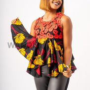 Lace and African Print Hankerchief Sexy Top, Ankara Top, African Print Top