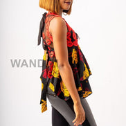 Lace and African Print Hankerchief Sexy Top, Ankara Top, African Print Top