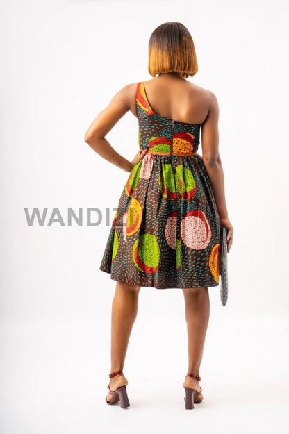 One Shoulder Ankara Ball Mini Dress, African Print Dress, African Clothing for Women