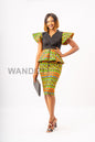 Peplum Kente Skirt Suit, African Print Peplum Top, Pencil Skirt, Kente 2piece Skirt Set