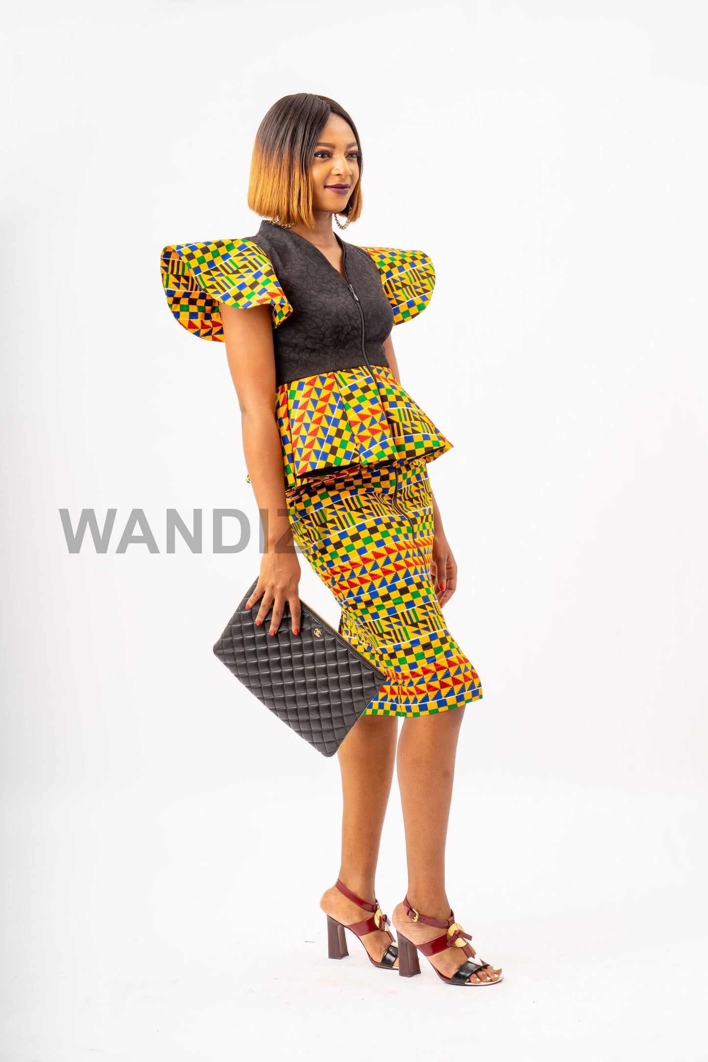 Peplum Kente Skirt Suit, African Print Peplum Top, Pencil Skirt, Kente 2piece Skirt Set