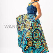 Teal Blue Ankara and Leopard Print Maxi Dress, Ankara Maxi Dress, African Clothing for Women