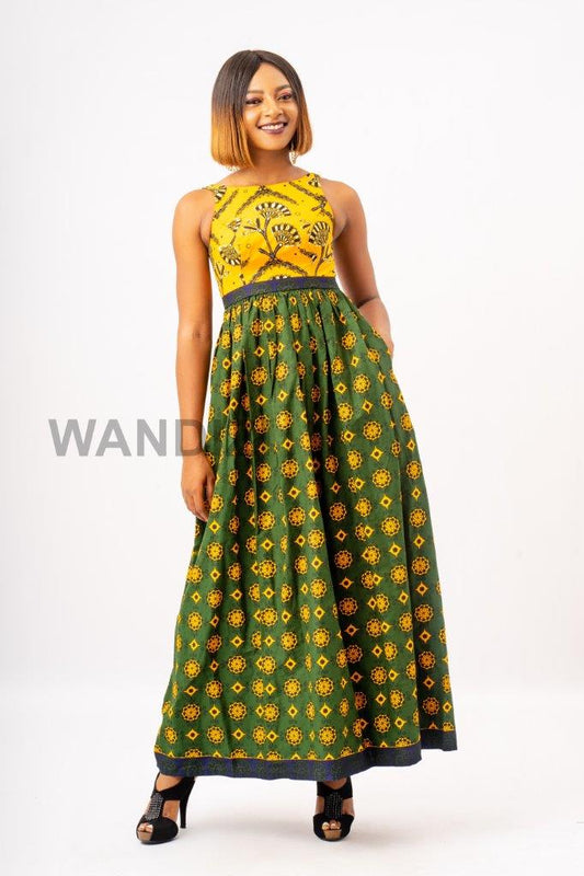 Vibrant African Print Long Sunny Dress, Ankara Long Dress, Gift For Her, African Clothing for Women