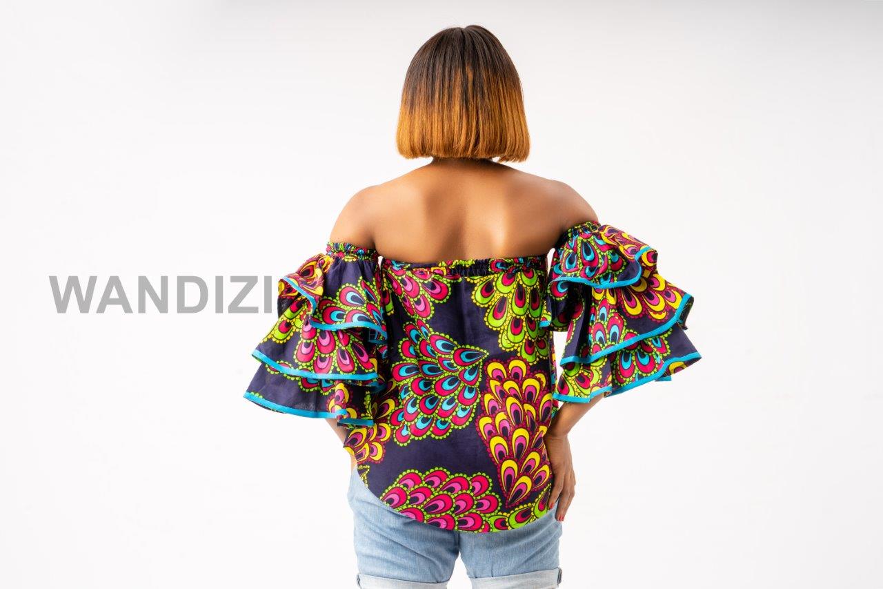 Colourful Off the shoulder Ankara Top , African Print Top, Ankara Top, Womens Clothing