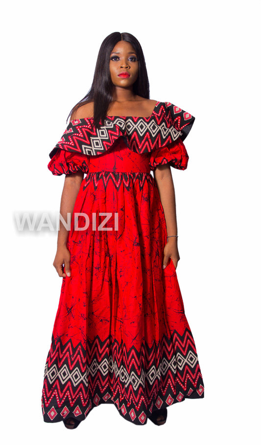 African Print Ankara Off Shoulder Maxi Dress, African Wax Long Dress, Ankara Dress