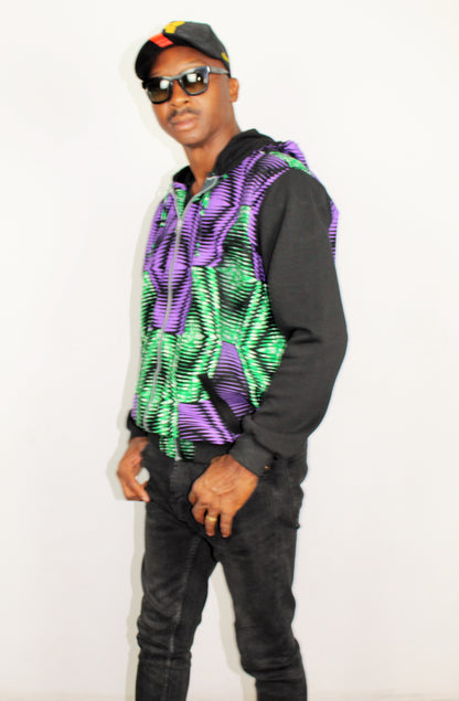 African Print Hoodie Jacket, Bomber Jacket, Ankara Bomber Jacket, Unisex Ankara Hoodie jacket