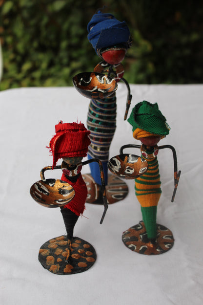 3pc Metal figurines, African Decor, Metal Figurines, Ladies in Asoke