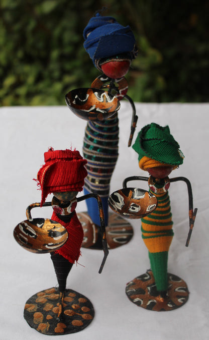 3pc Metal figurines, African Decor, Metal Figurines, Ladies in Asoke