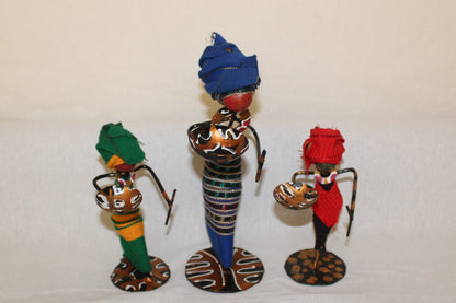 3pc Metal figurines, African Decor, Metal Figurines, Ladies in Asoke