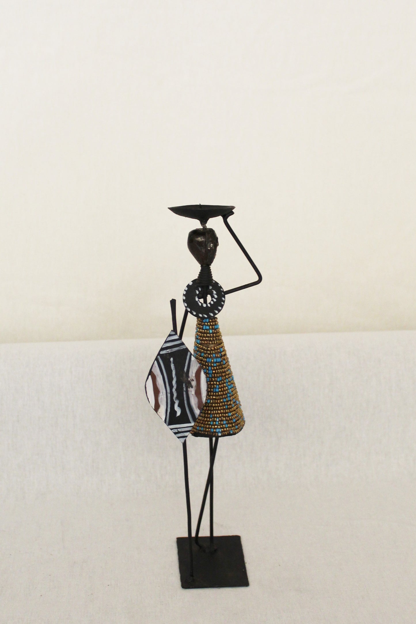 2pc Couple Metal figurines, African Decor, Metal Figurines